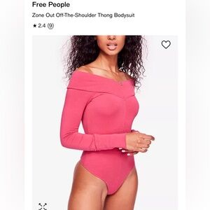 BNWT Pink Free People Zone Out Off-The-Shoulder Thong Bodysuit